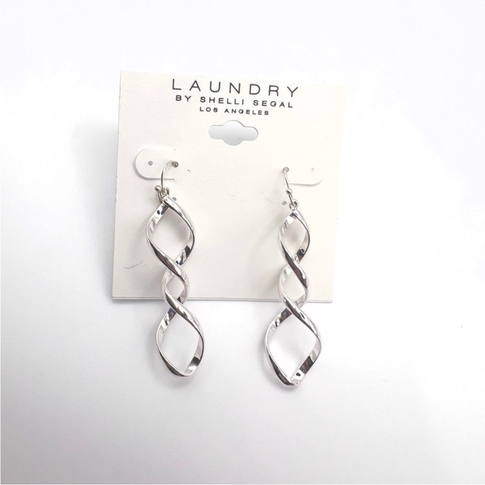 Laundry By Shelli Segal Elegant Silver Twist Earrings